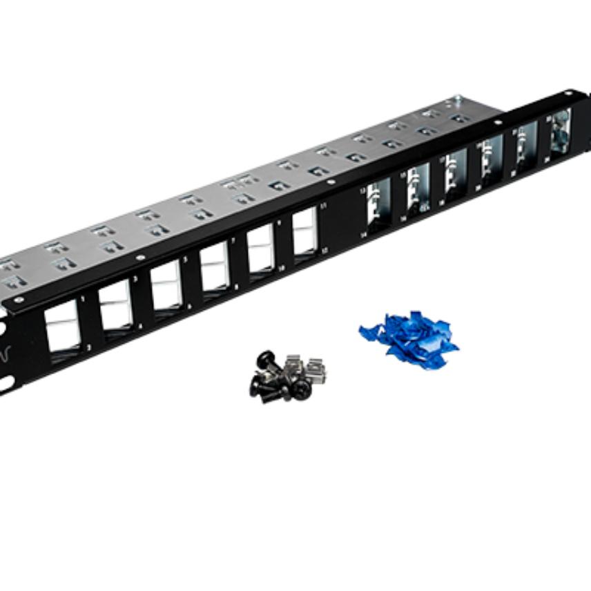 LANmark Patch Panel 24 Angled Snap-In Black Cable Support